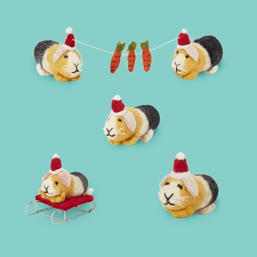 Guinea Pig Christmas Decorations | 4 Guinea Pig Ornaments Kavee C&C cages