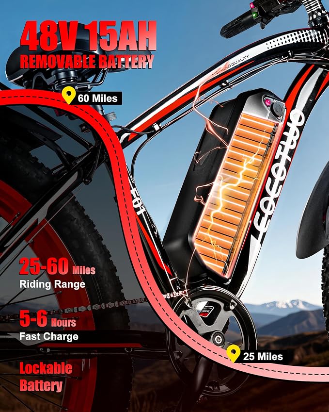 Electric Bike for Adults, 26" Fat Tire Ebikes, 48V 15Ah|20Ah TrendySpot