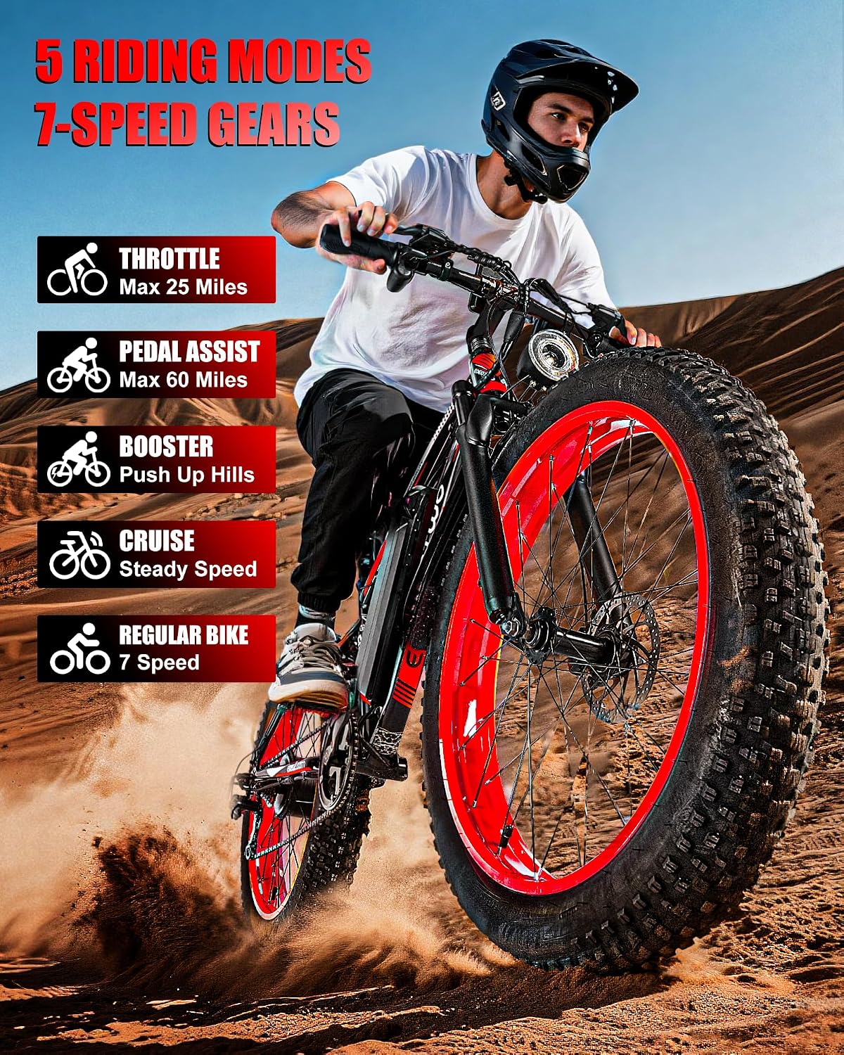 Electric Bike for Adults, 26" Fat Tire Ebikes, 48V 15Ah|20Ah TrendySpot