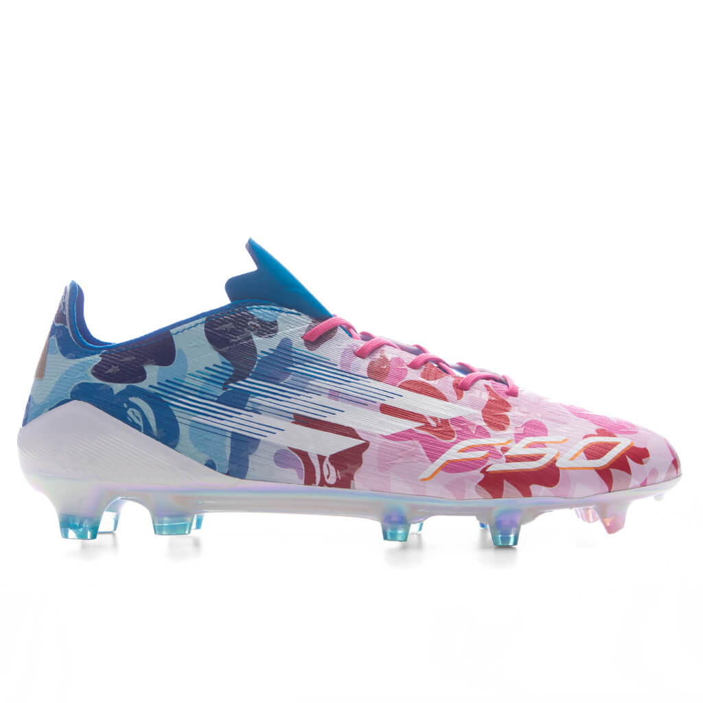 Adidas x BAPE F50 Elite Firm Ground Cleats - Clear Pink/Cloud White/Icey Blue Adidas Originals