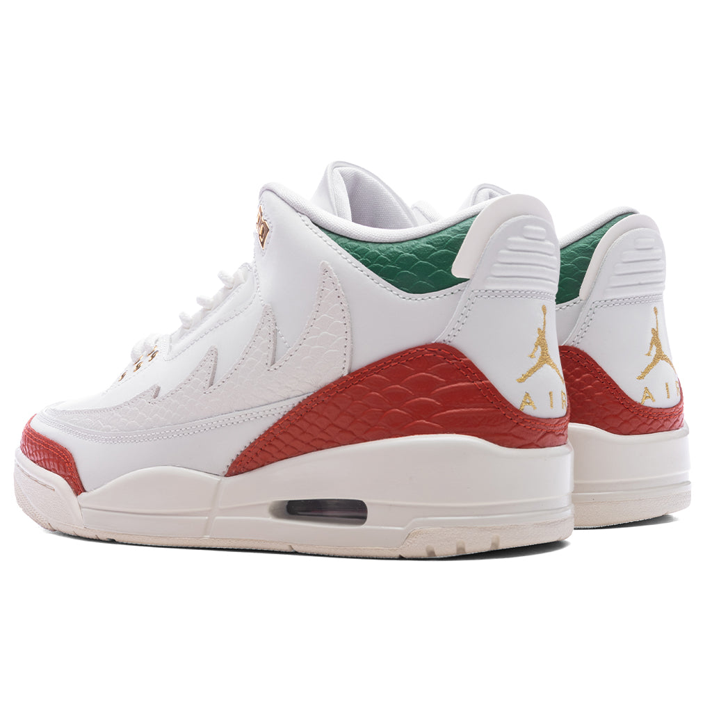 Air Jordan 3 Retro 'El Vuelo' - Summit White/Metallic Gold/Pine Green Jordan