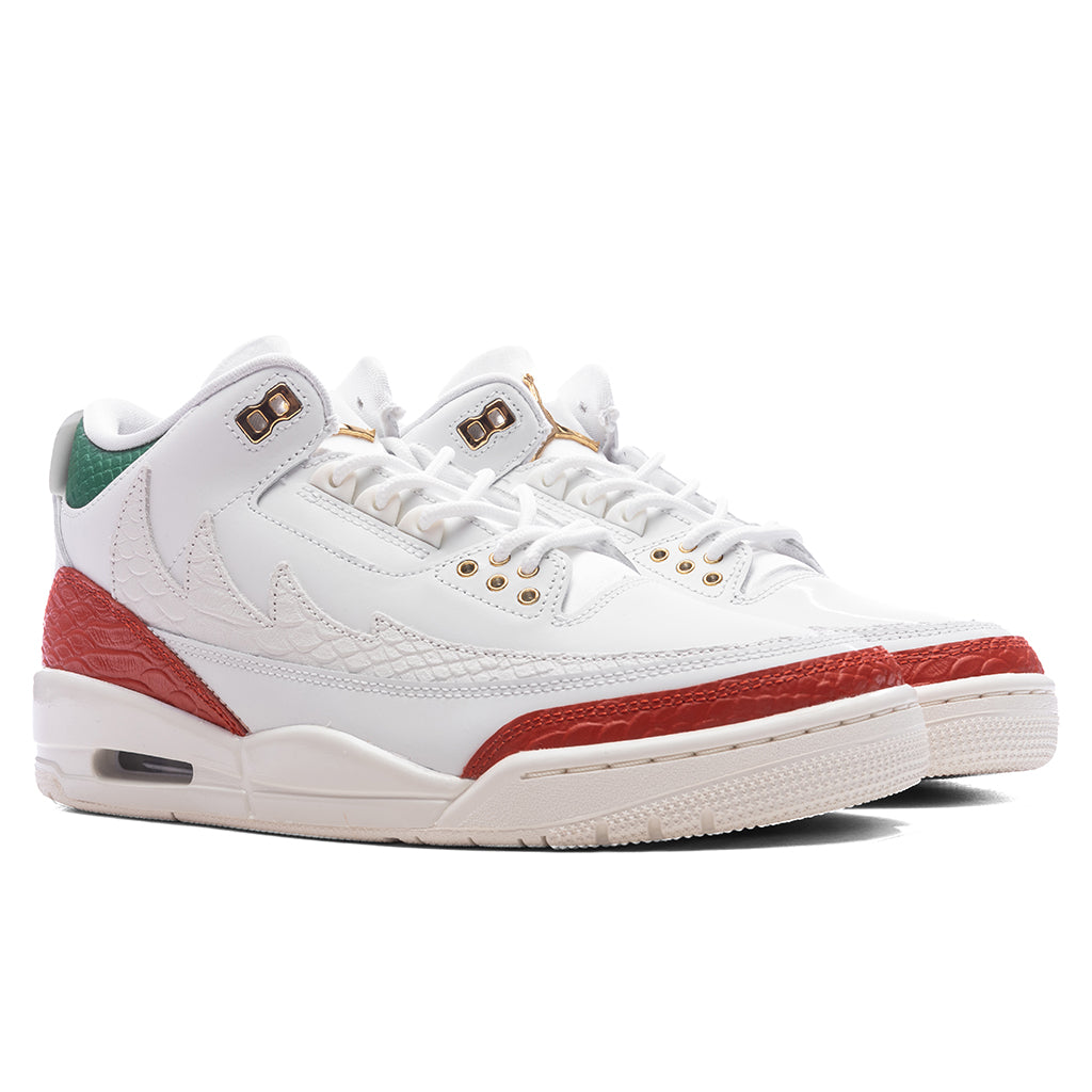 Air Jordan 3 Retro 'El Vuelo' - Summit White/Metallic Gold/Pine Green Jordan
