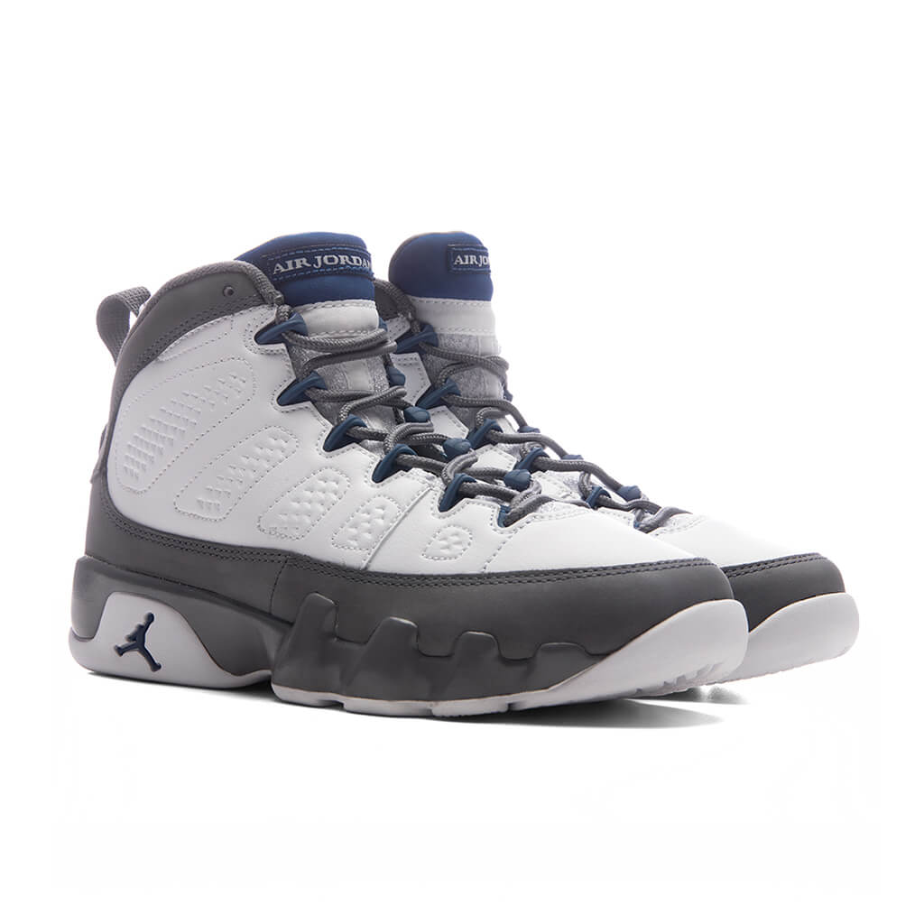 Air Jordan 9 Retro 'Flint Grey' (GS) - White/French Blue/Flint Grey Jordan