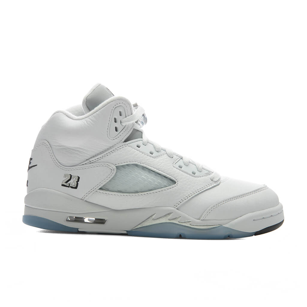 Air Jordan 5 Retro 'White Metallic' (GS) - White/Black/Metallic Silver Jordan