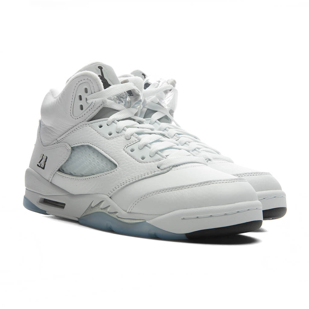 Air Jordan 5 Retro 'White Metallic' (GS) - White/Black/Metallic Silver Jordan