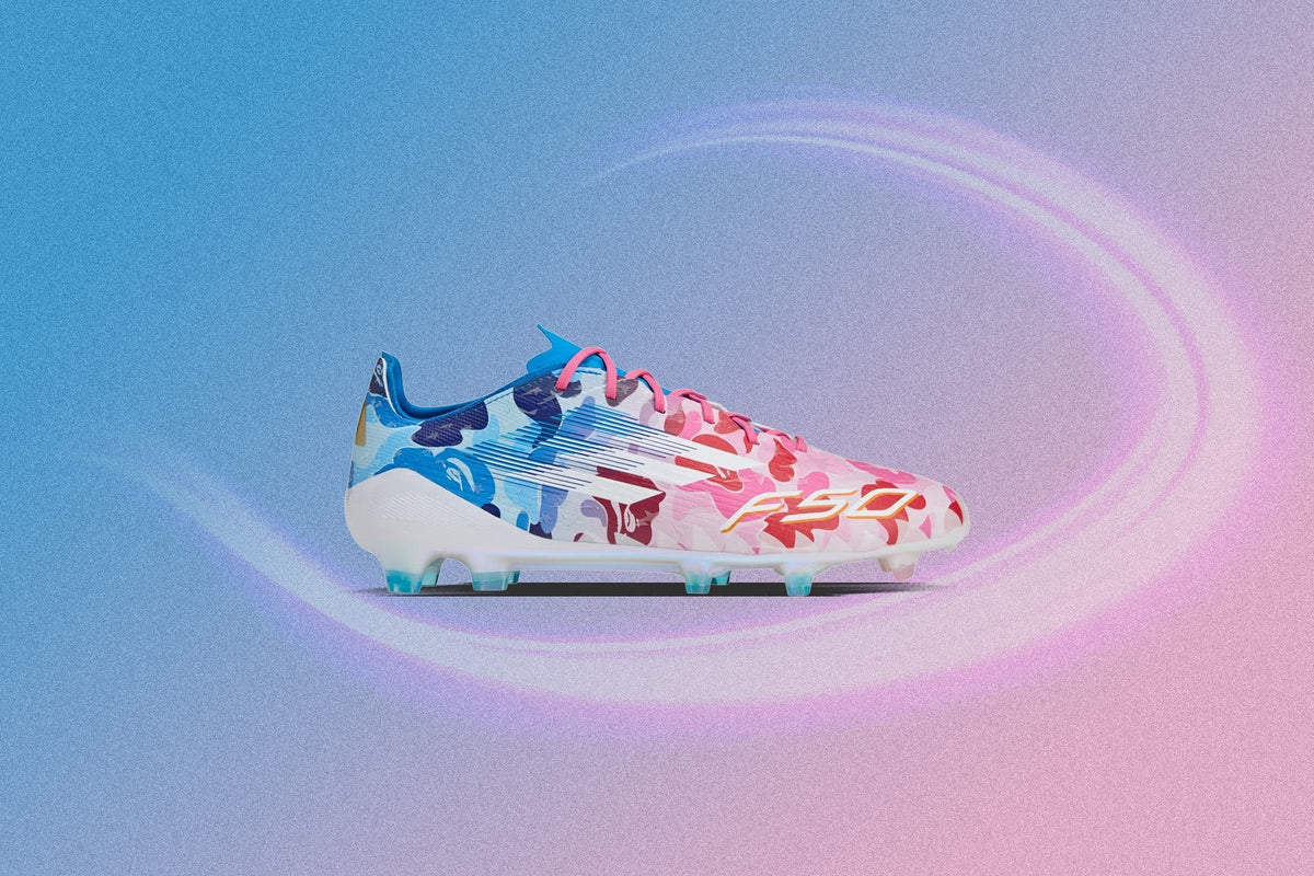 Adidas x BAPE F50 Elite Firm Ground Cleats - Clear Pink/Cloud White/Icey Blue Adidas Originals