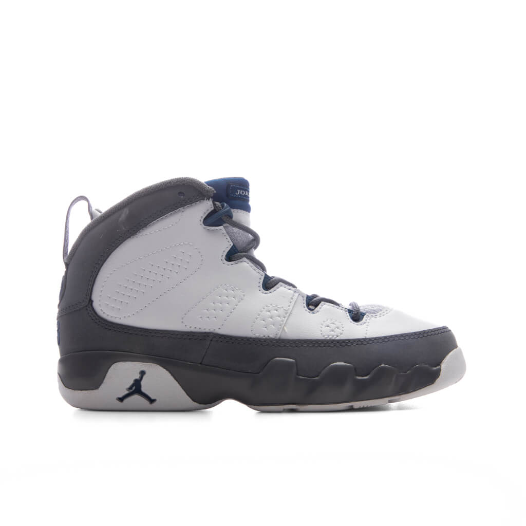 Air Jordan 9 Retro 'Flint Grey' (PS) - White/French Blue/Flint Grey Jordan