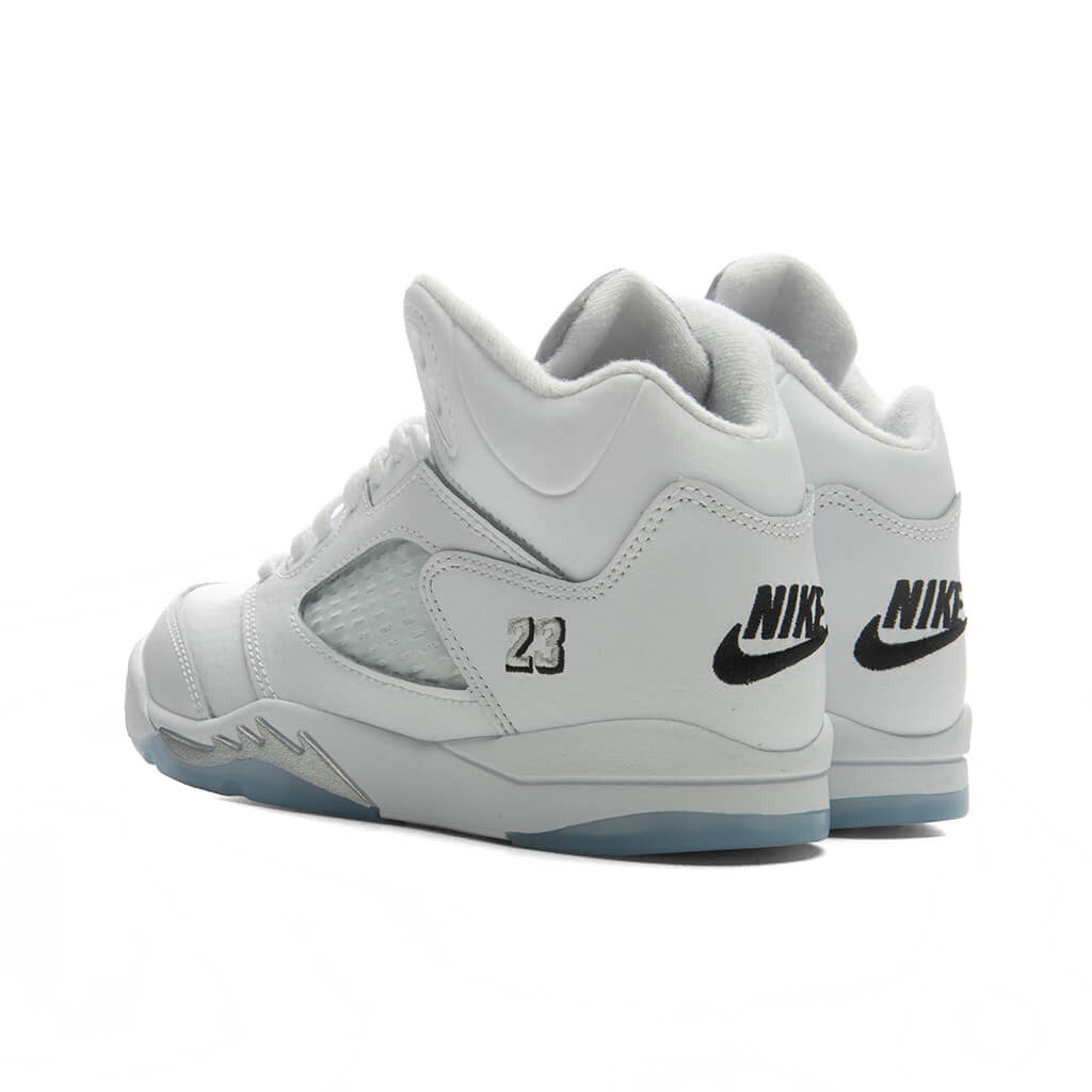Air Jordan 5 Retro 'White Metallic' (PS) - White/Black/Metallic Silver Jordan