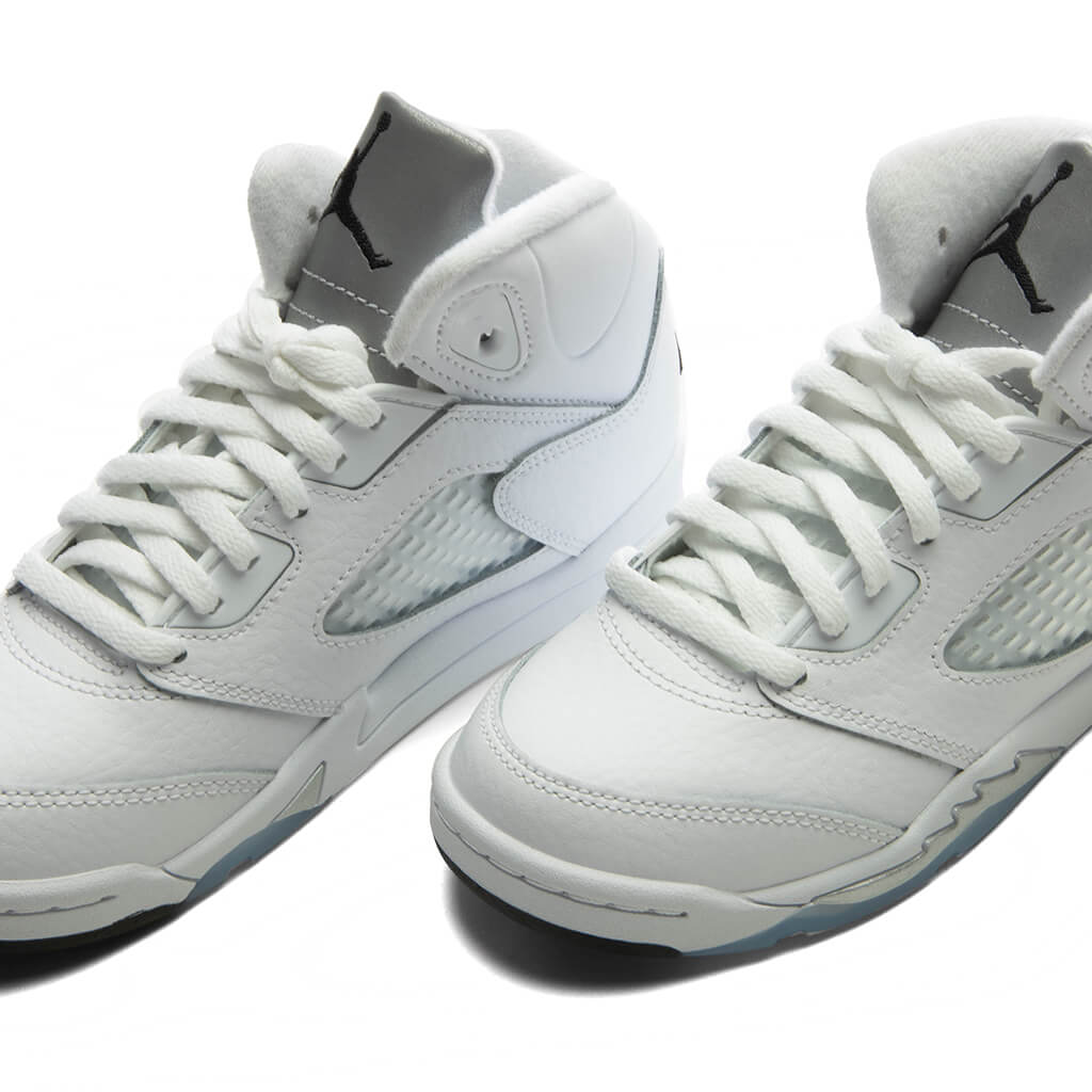 Air Jordan 5 Retro 'White Metallic' (PS) - White/Black/Metallic Silver Jordan