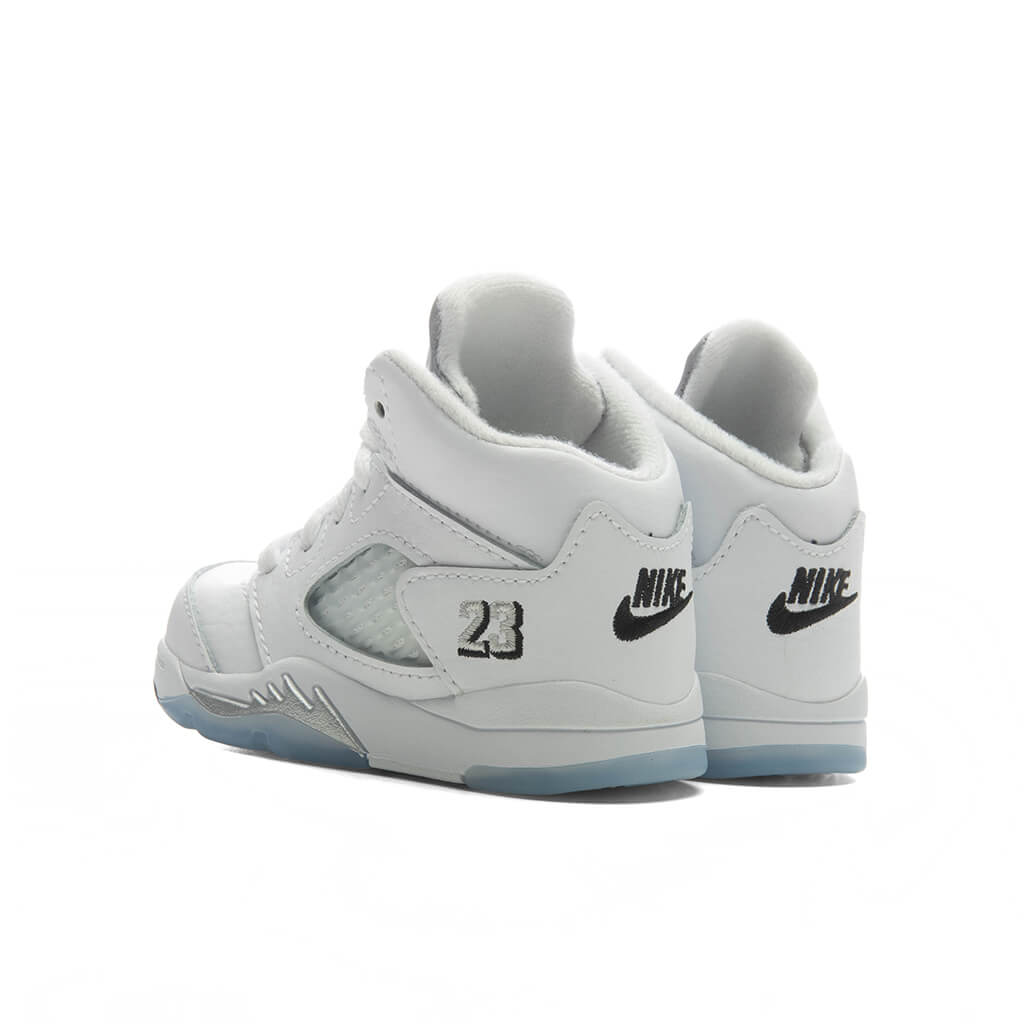 Air Jordan 5 Retro 'White Metallic' (TD) - White/Black/Metallic Silver Jordan
