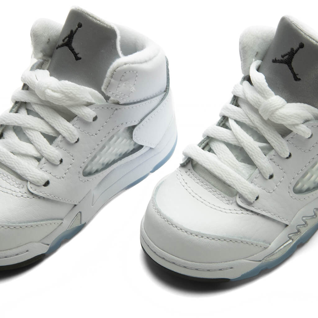Air Jordan 5 Retro 'White Metallic' (TD) - White/Black/Metallic Silver Jordan