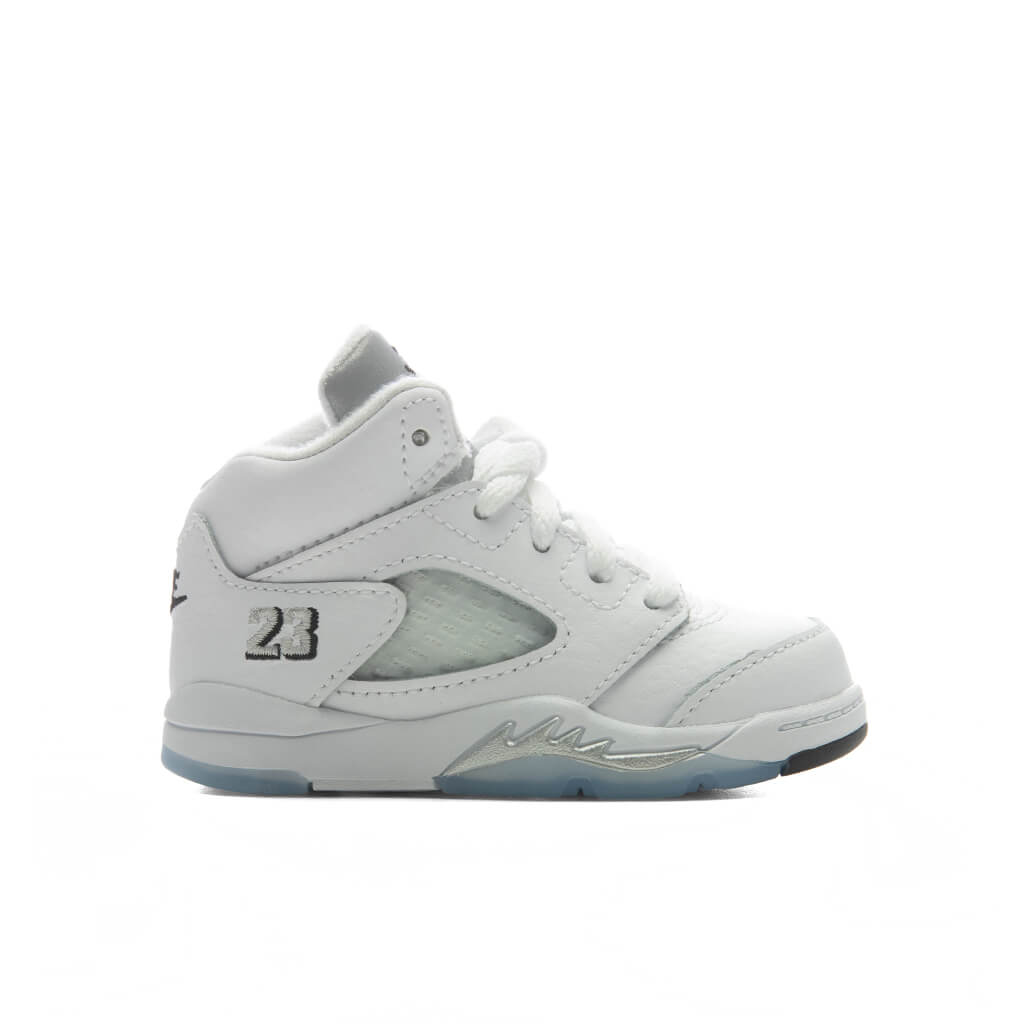 Air Jordan 5 Retro 'White Metallic' (TD) - White/Black/Metallic Silver Jordan