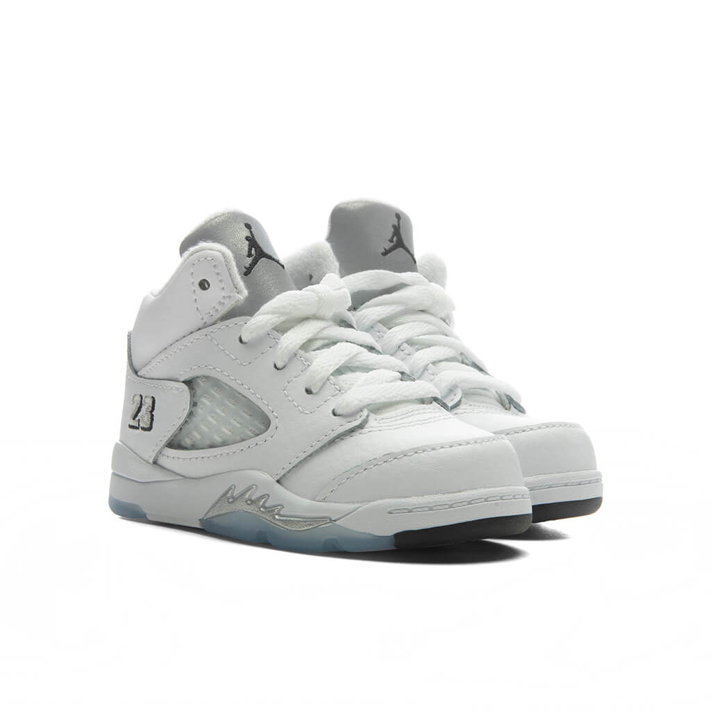 Air Jordan 5 Retro 'White Metallic' (TD) - White/Black/Metallic Silver Jordan