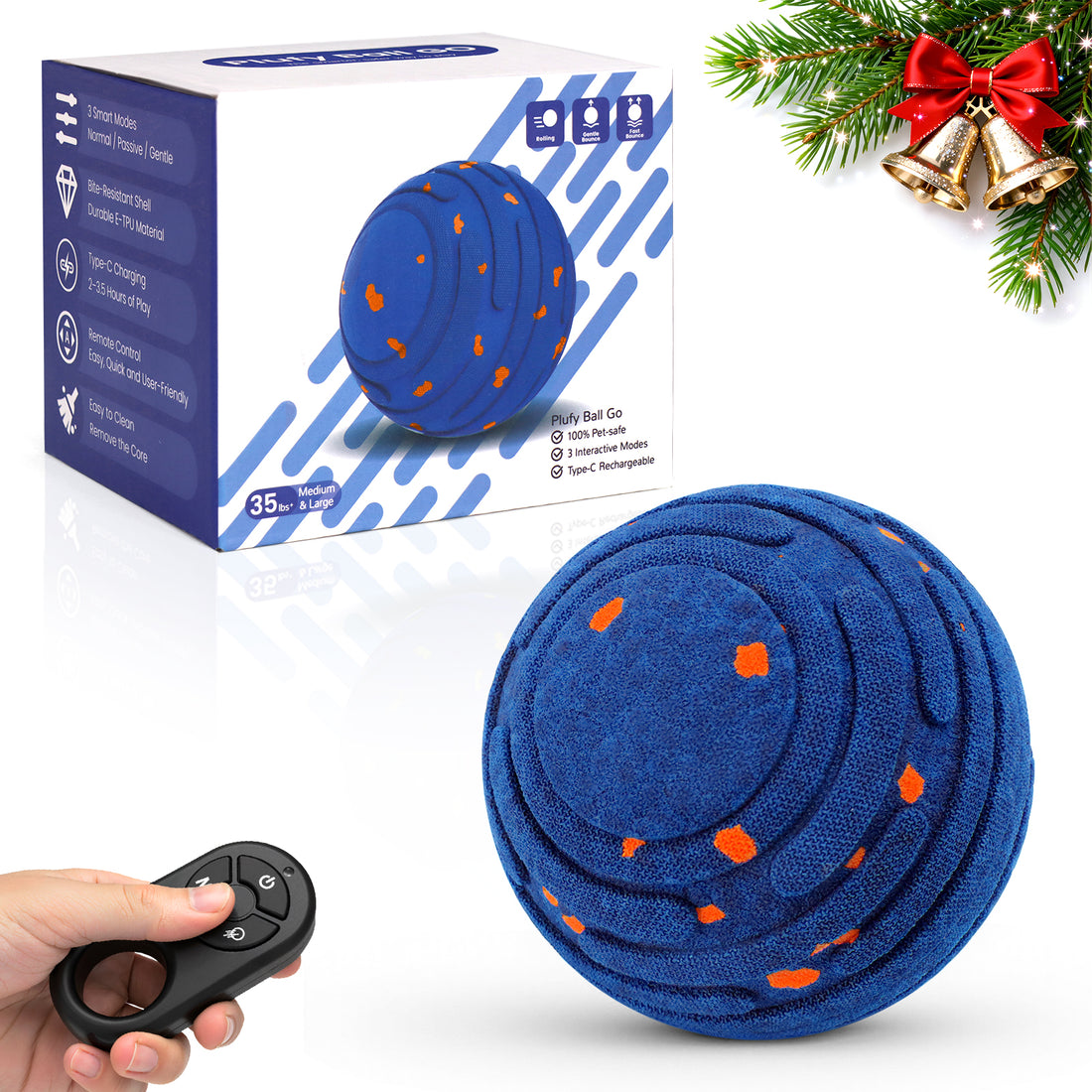 Smart Interactive Dog Toy, Indestructible E-TPU Toy Ball for Aggressive Chewers, Automatic Moving, Rechargeable Ball Pawora