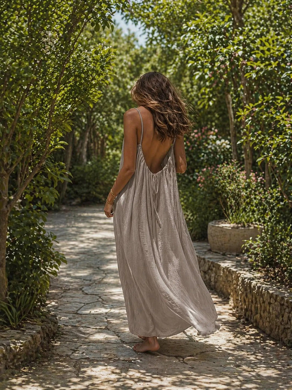 Women's Solid Color Backless Cami Dress TrendySpot