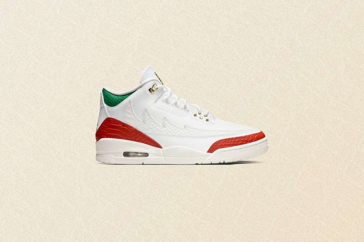 Air Jordan 3 Retro 'El Vuelo' - Summit White/Metallic Gold/Pine Green Jordan