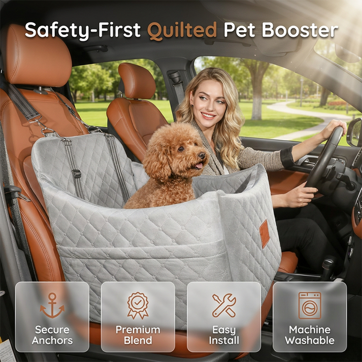 Quilted Pet Booster Car Seat Pawora UK